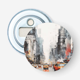 New York City, painted landscape. Bottle Opener