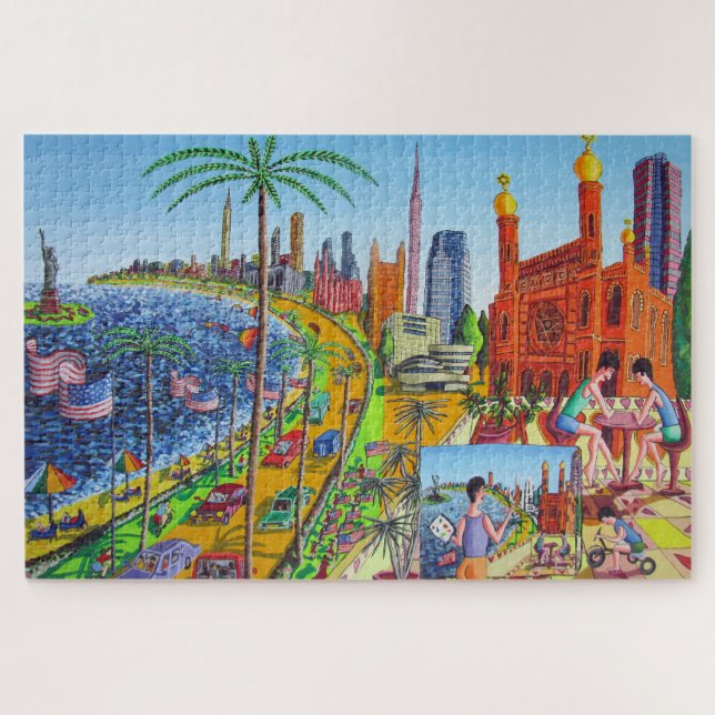 New York City Painting Raphael Perez Jigsaw Puzzle (Horizontal)