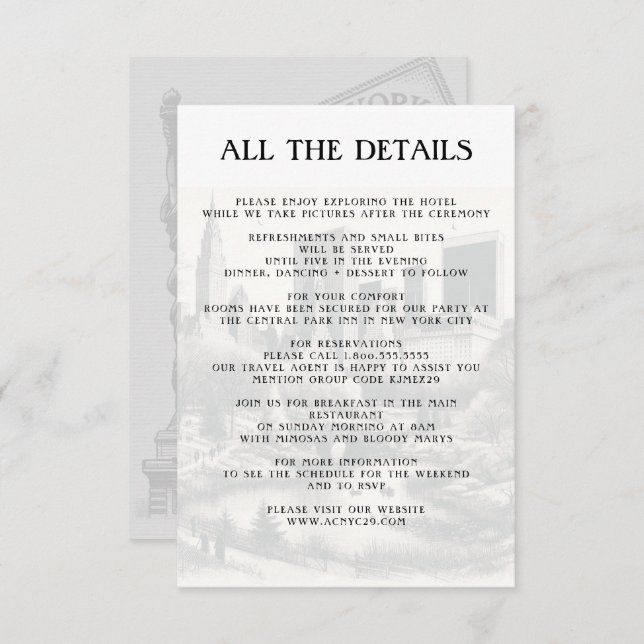 New York City Passport Details Enclosure Card (Front/Back)