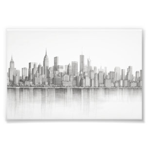 New York City, Pencil Sketch Style Photo Print