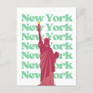 New York City Pink Green NYC Travel   Postcard