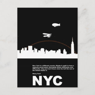 New York City Poster Black Postcard