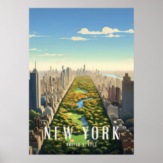 new york city poster, nyc skyline art, manhattan w poster