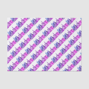New York City Purple Vintage Skyline Watercolor Tissue Paper