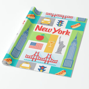 new york city retro gift wrapping paper