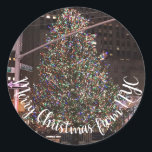New York City Rockefeller Centre Christmas Tree Classic Round Sticker<br><div class="desc">Design features an original colour photograph of the Rockefeller Centre Christmas tree in midtown Manhattan,  NYC.

Lots of other New York City photographs are also available from this shop. Don't see exactly what you're looking for? Contact Rebecca to have a product customised just for you!</div>