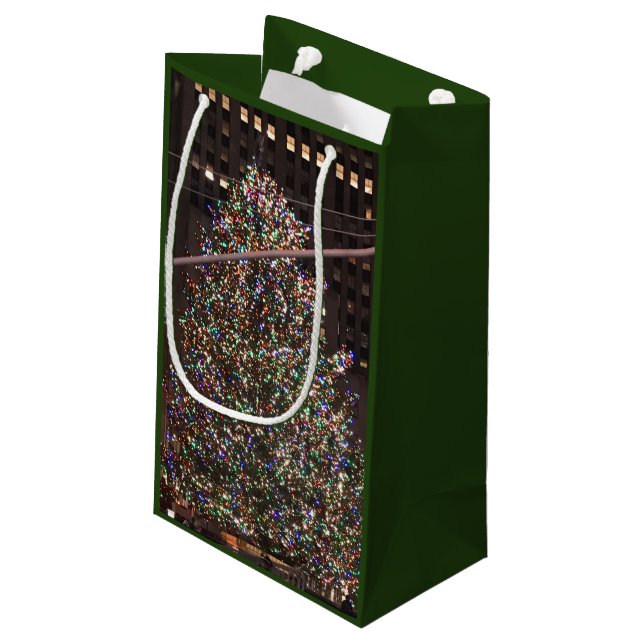 New York City Rockefeller Centre Christmas Tree Small Gift Bag (Back Angled)