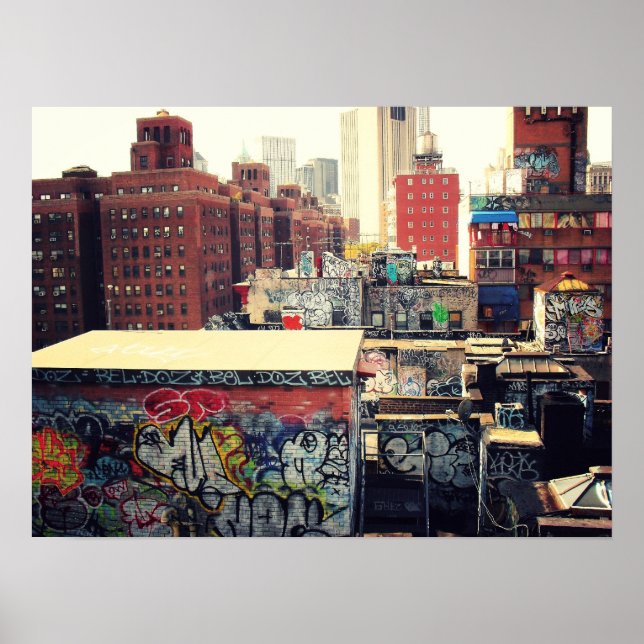 New York City Rooftops Covered in Graffiti, Medium Poster (Front)