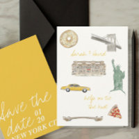 New York City save the date with drawings
