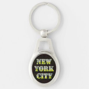 New York City Silver Gold Glitters Key Ring