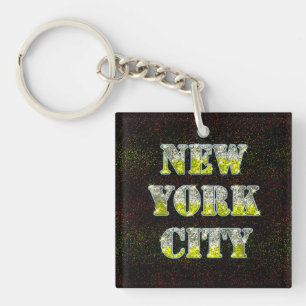 New York City Silver Gold Glitters Key Ring