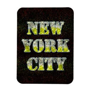 New York City Silver Gold Glitters Magnet