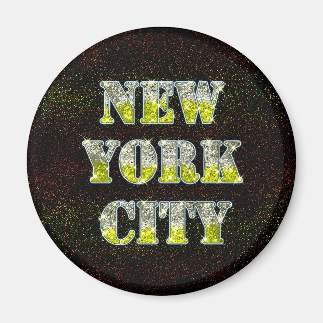 New York City Silver Gold Glitters Magnet (Front)