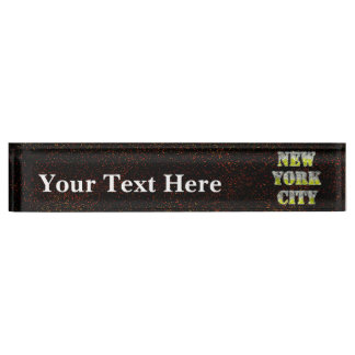 New York City Silver Gold Glitters Nameplate