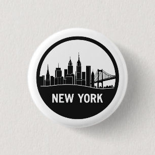New York City Skyline 3 Cm Round Badge