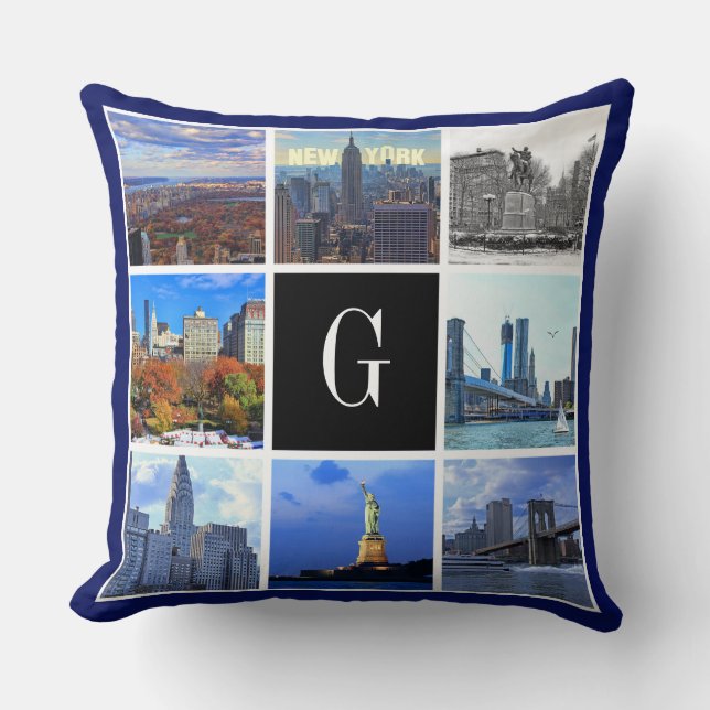 New York City Skyline 8 Image Photo Collage Cushion (Front)