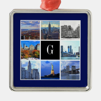New York City Skyline 8 Image Photo Collage Metal Tree Decoration