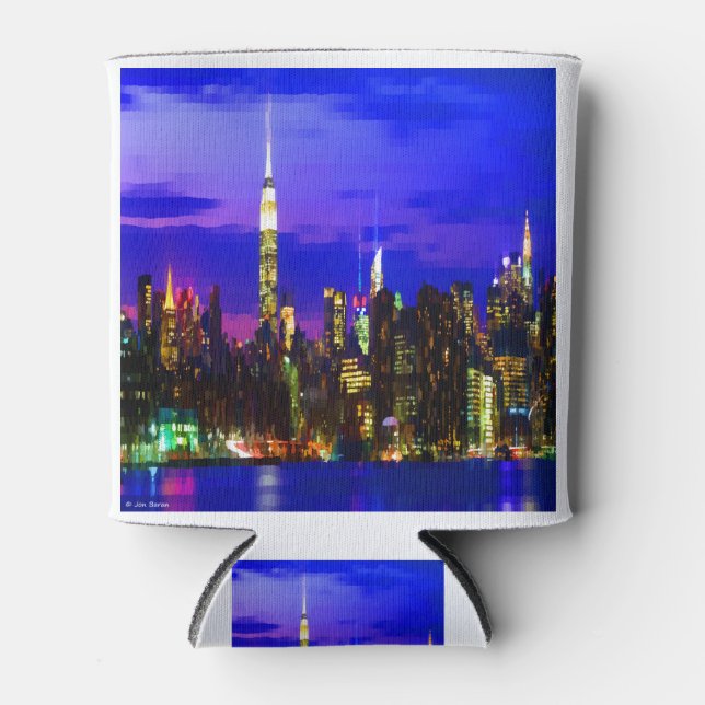 New York City Skyline at Night Can Cooler (Front)