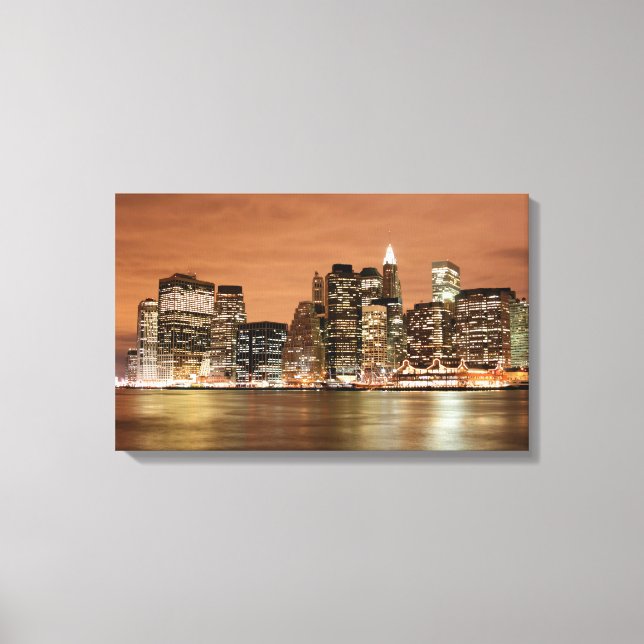 New York City skyline at Night Lights Canvas Print (Front)