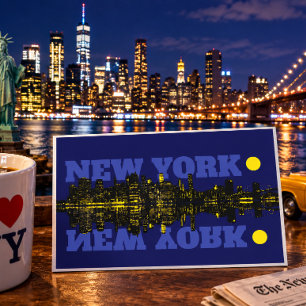 New York City Skyline At Night Postcard