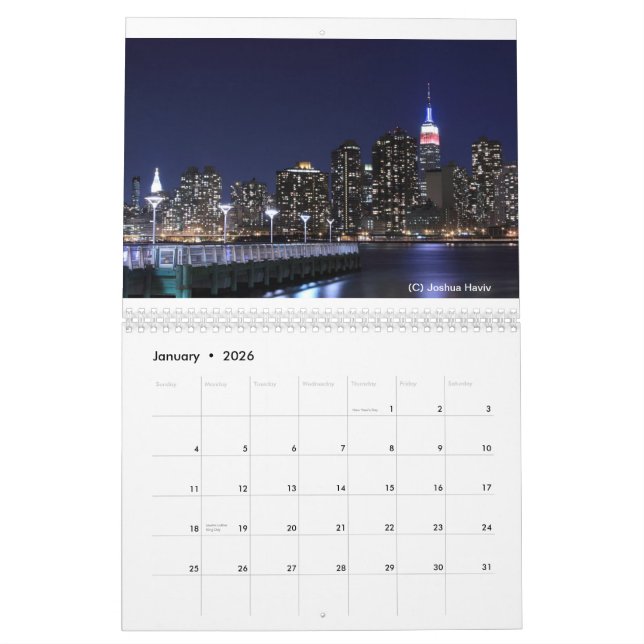 New York City Skyline At Night Wall Calendar (Jan 2026)