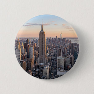 New York City Skyline at Sunset 6 Cm Round Badge