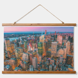 New York City Skyline at Sunset NYC Twilight Hanging Tapestry