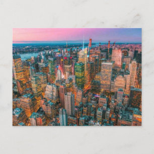 New York City Skyline at Sunset NYC Twilight Invitation Postcard