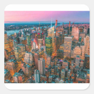 New York City Skyline at Sunset NYC Twilight Square Sticker