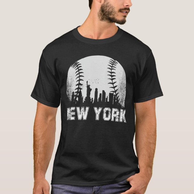 New York City Skyline Baseball Lover funny T-Shirt (Front)