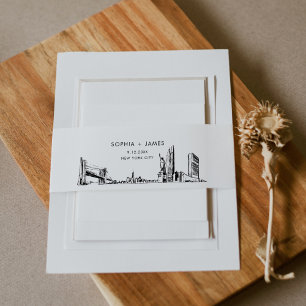 New York City Skyline Belly Band, 2"x11.5" Invitation Belly Band