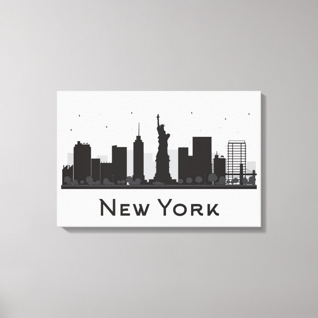New York City | Skyline Black and White Canvas Print (Front)