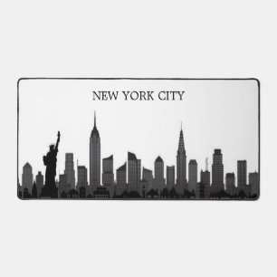 New York City Skyline Black Modern Manhattan NYC Desk Mat