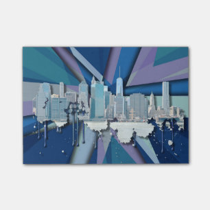 New York City Skyline   Blue 3D Post-it Notes