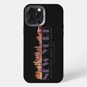 New York City Skyline. Boroughs and Coordinates iPhone 13 Pro Max Case