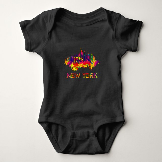 New York City skyline bright colourful Baby Bodysuit (Front)