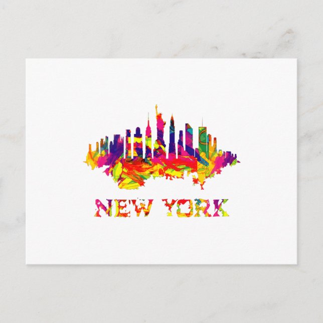 New York City skyline bright colourful Postcard (Front)