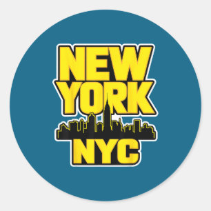 New york city skyline bronx queens manhattan state classic round sticker