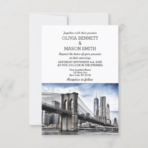 New York City Skyline Brooklyn Wedding Invitation