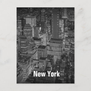 New York City Skyline Buildings at Night Postcard
