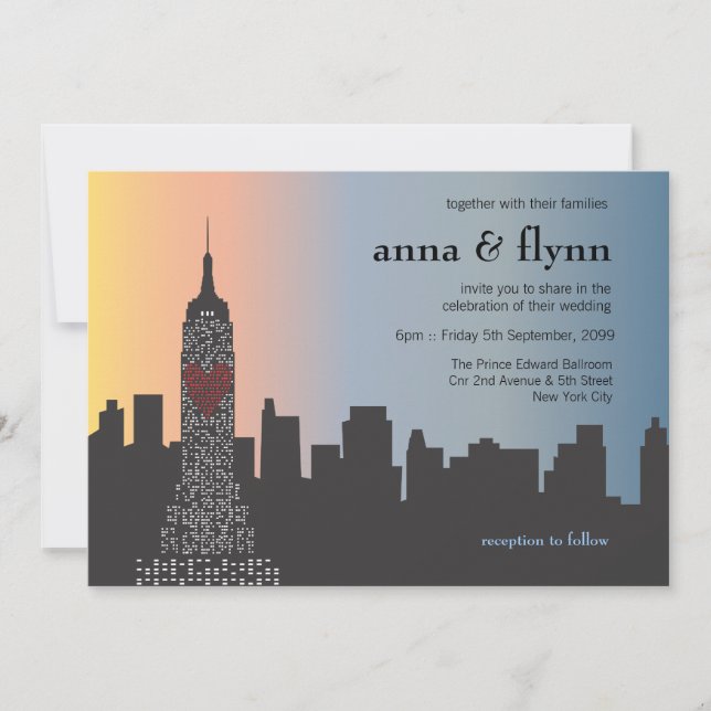 New York City Skyline Cityscape Wedding Invitation (Front)