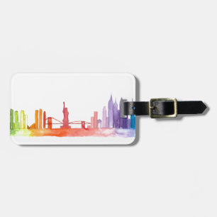 NEW YORK CITY skyline colourful watercolor NYC Luggage Tag