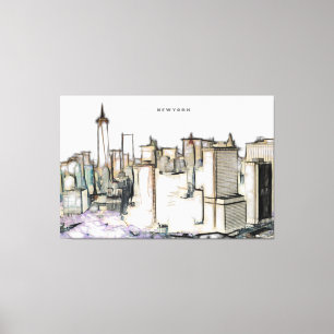 New york City Skyline Drawing Canvas Print