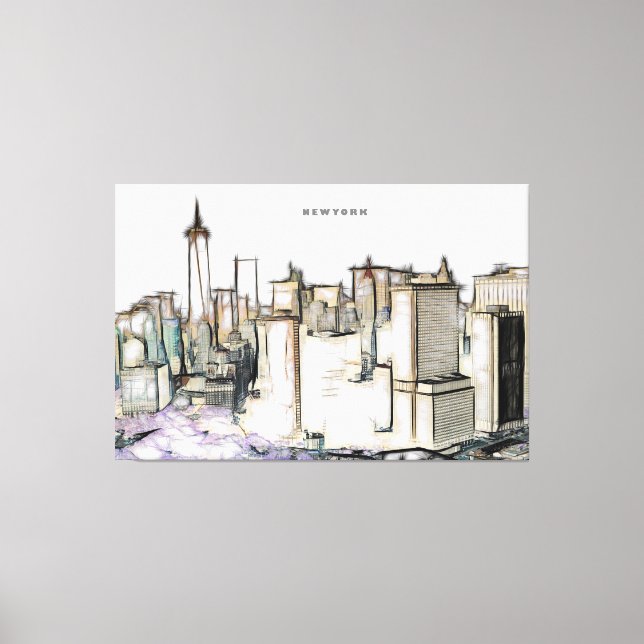 New york City Skyline Drawing Canvas Print (Front)