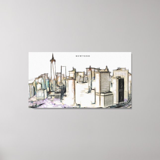 New york City Skyline Drawing Canvas Print (Front)