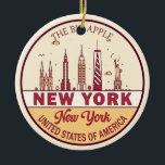 New York City Skyline Emblem Ceramic Tree Decoration<br><div class="desc">New York City minimalist,  colourful art design featuring monuments and landmarks of the city in New York.</div>