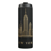 New York City Skyline Gold Line Art