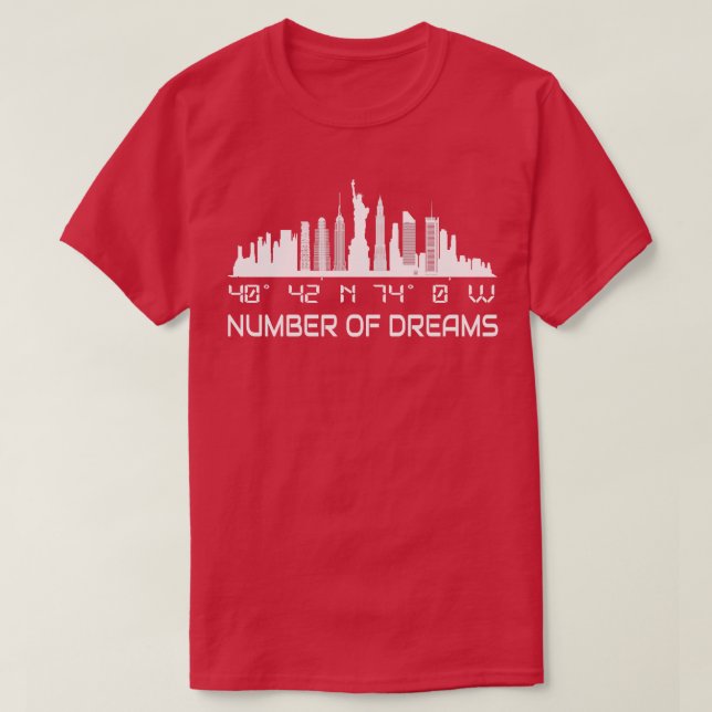 New York City Skyline GPS Coordinates Manhattan T-Shirt (Design Front)