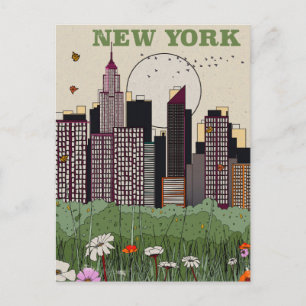 New York City Skyline Holiday Postcard