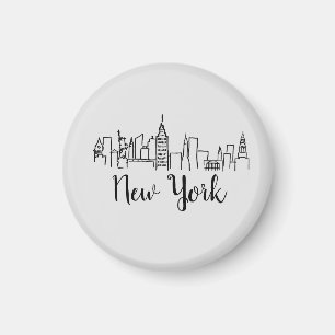 New York City Skyline Illustration Magnet